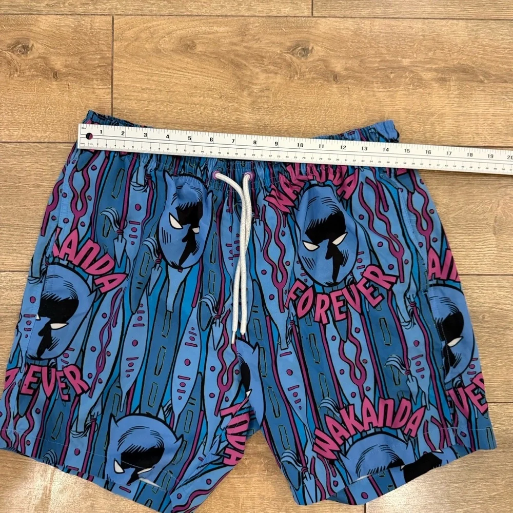 Marvel Shorts Mens‎ Small Blue Swim Trunks Wakanda Forever Drawstring Liner